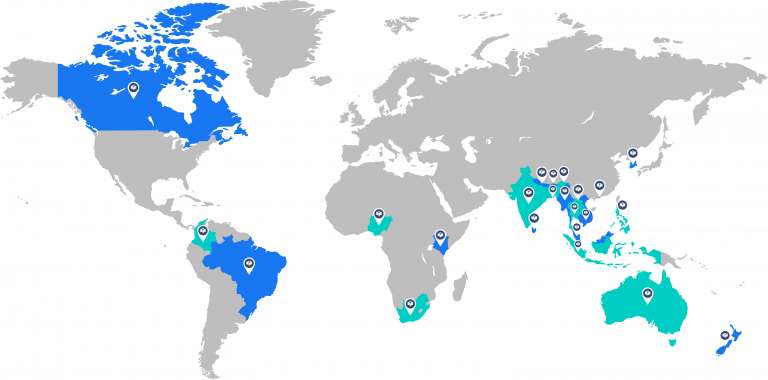 Map of Grace International study destinations
